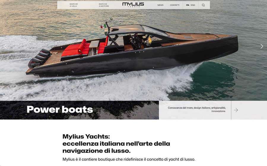 redesign sito web mylius yachts motor boats cop